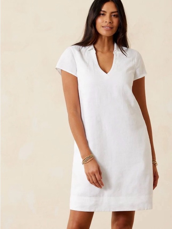 Tommy Bahama Dresses & Skirts - Tommy Bahama Two Palms Collar Dress White Linen with Lining.